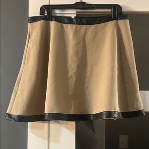 Banana Republic Beige Skater Skirt with Black Accents